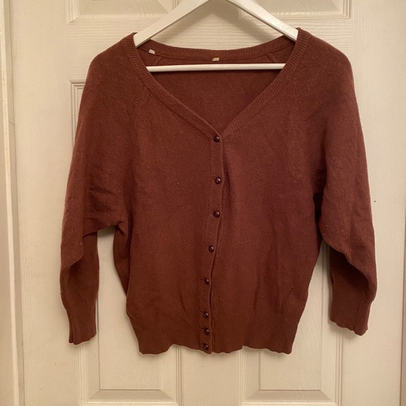 50s Vintage Soft Brown Sweater Cardigan Sz XS, S - Picture 1 of 11